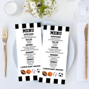 Sport Football Basketball Baby shower Menu