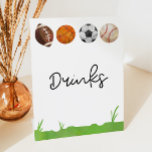 Sport Football Basketball Baseball Drinken Reclamebord Met Voetstuk<br><div class="desc">Dit is een Football Basketball Soccer Baseball Drink Table Sign van Sportsport.</div>