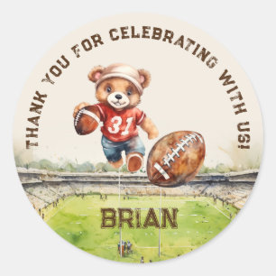 Sport football Boy 1e Verjaardag Bedankt Ronde Sticker