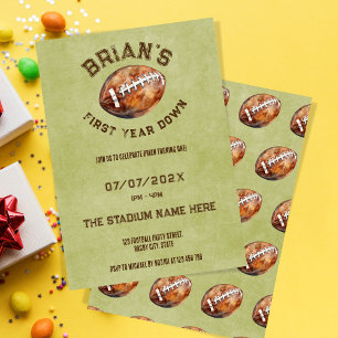 Sport football eerste jaar down boy 1e verjaardag kaart