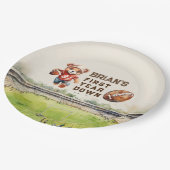 Sport football eerste jaar down boy 1e verjaardag papieren bordje (Gekanteld)