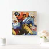  Sport, Football spelers in een game Vierkante Klok (Huis)