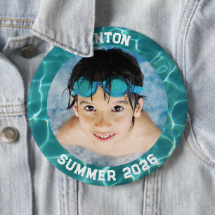 Sport Foto Aqua Groen Zwembad Kader Ronde Button 6,0 Cm