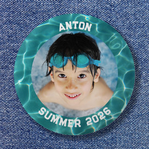 Sport Foto Aqua Groen Zwembad Rand Ronde Button 5,7 Cm