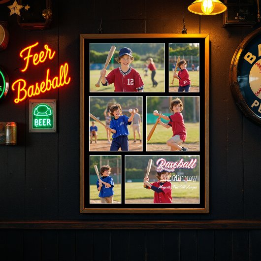 Sport Geheugen Gift Custom Baseball Photo Collage Poster