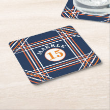 Sport geïnspireerd blauw en oranje onderzetter