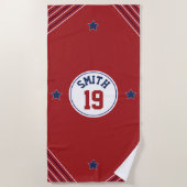 Sport Geïnspireerde zwarte en rode handdoek (Voorkant)