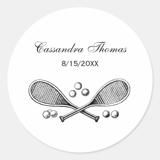 Sport  getransformeerde Tennis Racquet Tennis Ball Ronde Sticker (Voorkant)