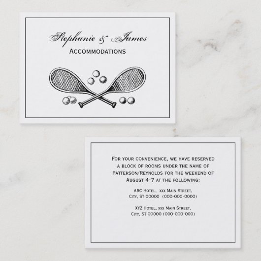 Sport  getransformeerde Tennis Racquet Tennis Ball Visitekaartje (Voorkant / Achterkant)