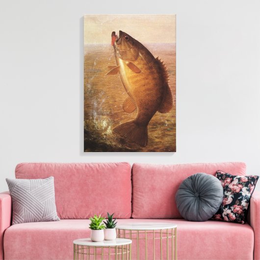  sport Gevist, Largemouth bruine basvis Canvas Afdruk (Insitu (Woonkamer))