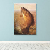 sport Gevist, Largemouth bruine basvis Canvas Afdruk (Insitu (Houten vloer))