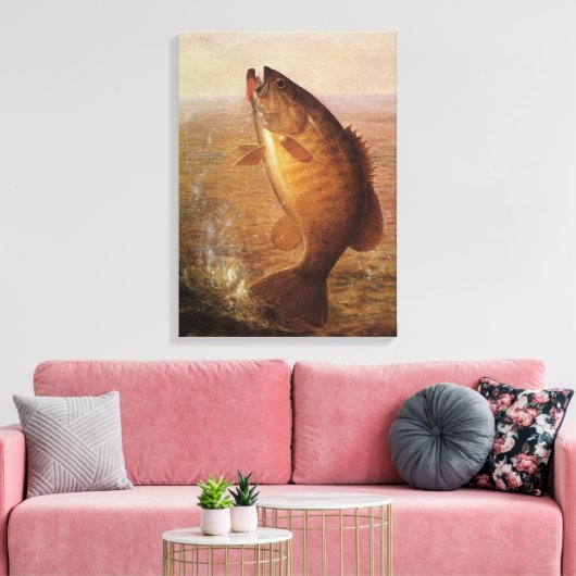  sport Gevist, Largemouth bruine basvis Canvas Afdruk (Insitu (Woonkamer))