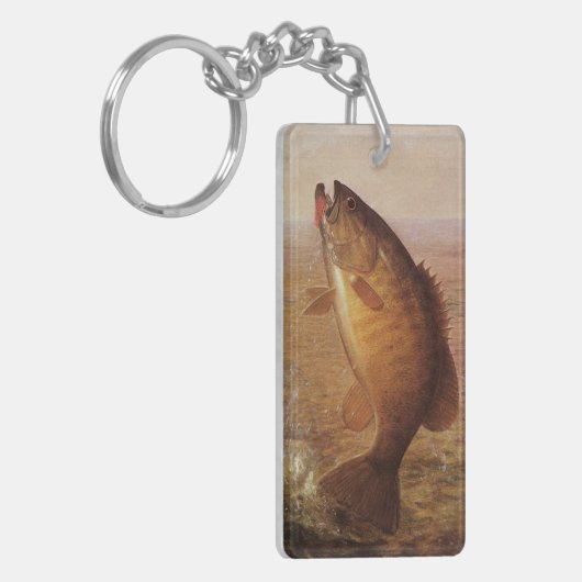  sport Gevist, Largemouth bruine basvis Sleutelhanger (Voorkant Links)