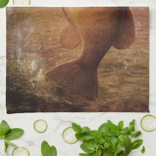  sport Gevist, Largemouth bruine basvis Theedoek (Gevouwen)