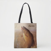  sport Gevist, Largemouth bruine basvis Tote Bag (Voorkant)