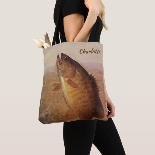  sport Gevist, Largemouth bruine basvis Tote Bag (Dichtbij)