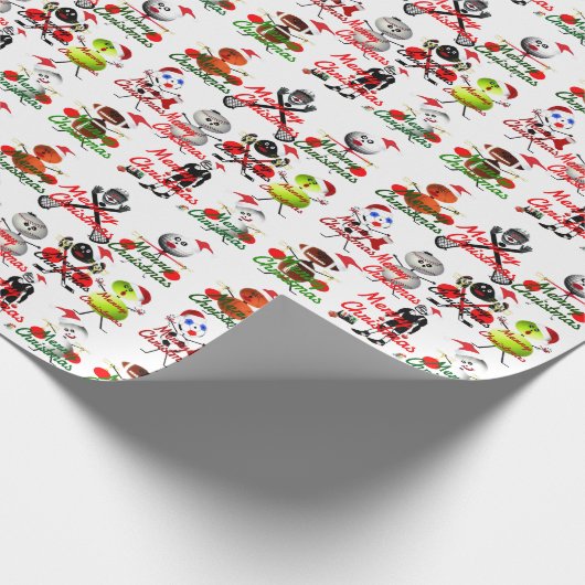 Sport Gevulde Kerst Cartoons Cadeaupapier (Hoek)
