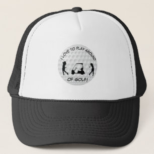 Sport Golf Bal Zwart Silhouet Femalet Trucker Pet