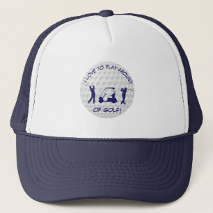 Sport Golf Ball Navy Silhouette Trucker Hat Pet