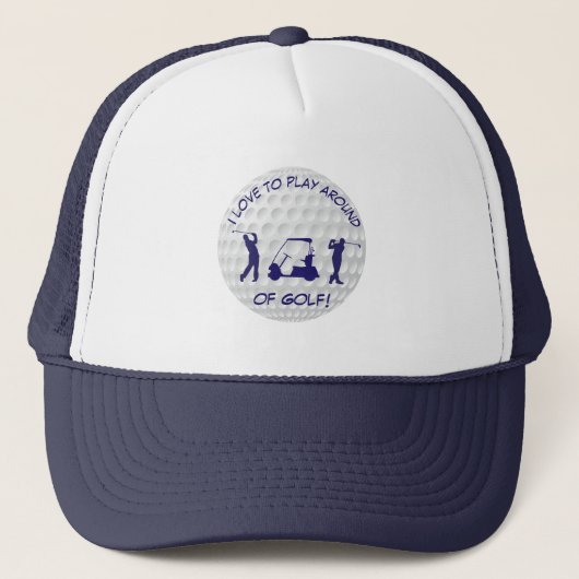 Sport Golf Ball Navy Silhouette Trucker Hat Pet (Voorkant)