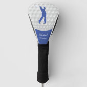 Sport Golfer Mannelijk Blauw Silhouet Golfheadcover (Voorkant)