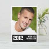 Sport Guy Fotogradatie Party Invitation Black Kaart (Staand voorkant)