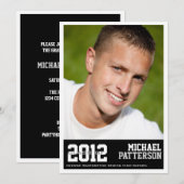 Sport Guy Fotogradatie Party Invitation Black Kaart (Voorkant / Achterkant)