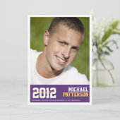 Sport Guy Fotogradatie Party Uitnodiging Paars (Staand voorkant)