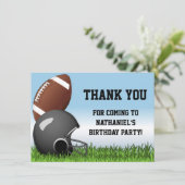 Sport Helmet/Ball/Grass Football Birthday Party Bedankkaart (Staand voorkant)