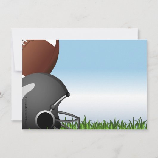 Sport Helmet/Ball/Grass Football Birthday Party Bedankkaart (Achterkant)