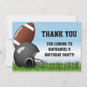 Sport Helmet/Ball/Grass Football Birthday Party Bedankkaart (Voorkant)