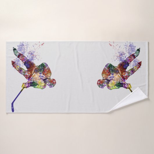 Sport Hockey Player kleurrijk Badhanddoek (Badhanddoek)