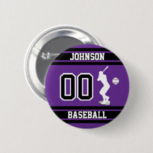 Sport Honkbal - Batter - Paarse - Creëer Your Own Ronde Button 5,7 Cm