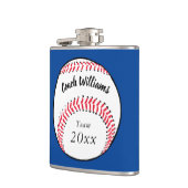 Sport Honkbal Coach Naam Team Jaar Blauw Heupfles (Links)