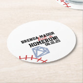 Sport honkbal homerun glans bruiloftsfeest ronde kartonnen onderzetter (Gebogen)