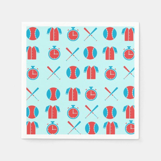 Sport Honkbal Spel Athletic Blauw Papier Servet (Voorkant)