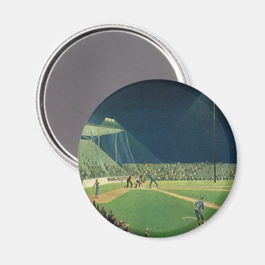 sport, honkbalspel bij nacht magneet (Voorkant / Achterkant)