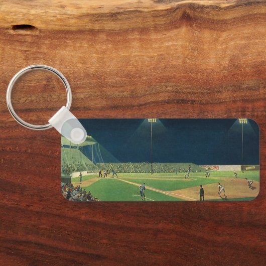  sport, honkbalspel bij nacht sleutelhanger (Achterkant)