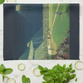  sport, honkbalspel bij nacht theedoek (Gevouwen)