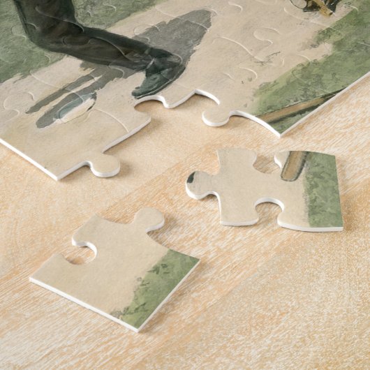 sport, honkbalspeler die naar huis glijdt legpuzzel (Zijkant)