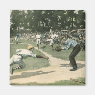  sport, honkbalspeler die naar huis glijdt magneet