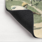 sport, honkbalspeler die naar huis glijdt muismat (Hoek)