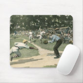 sport, honkbalspeler die naar huis glijdt muismat (Met muis)