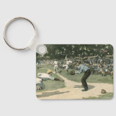 sport, honkbalspeler die naar huis glijdt sleutelhanger (Achterkant)
