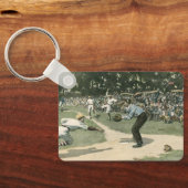 sport, honkbalspeler die naar huis glijdt sleutelhanger (Achterkant)
