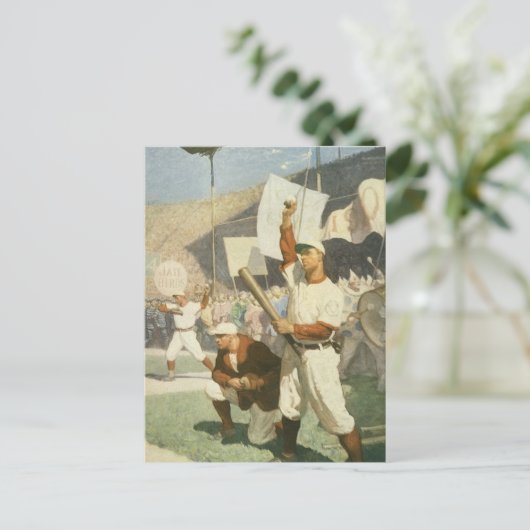  sport, honkbalspelers bij een spel briefkaart (Staand voorkant)