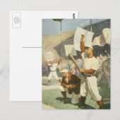  sport, honkbalspelers bij een spel briefkaart (Voorkant / Achterkant)