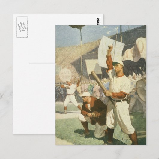  sport, honkbalspelers bij een spel briefkaart (Voorkant / Achterkant)