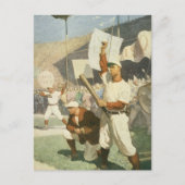  sport, honkbalspelers bij een spel briefkaart (Voorkant)