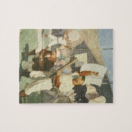 sport, honkbalspelers bij een spel legpuzzel (Horizontaal)